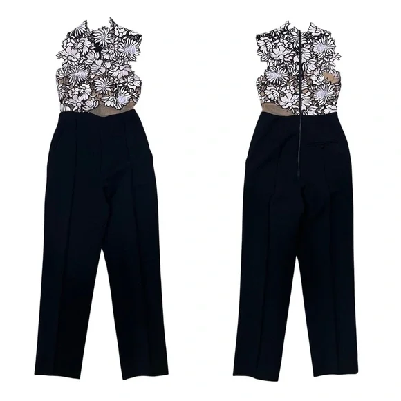 Self Portrait Lilac Guipure Floral Lace Sleeveless Jumpsuit - Picture 3 of 15